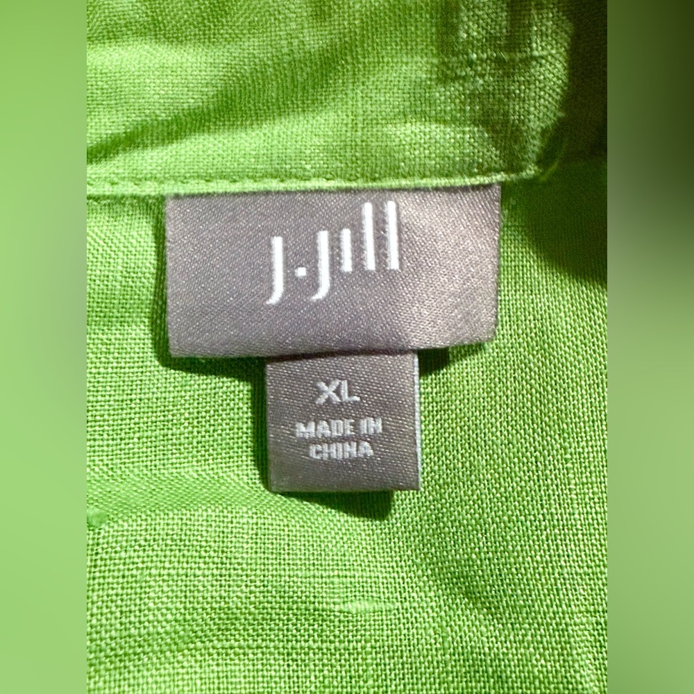J. Jill Lime Green Button-Down 100% Linen Shirt Size-XL - Picture 2 of 10